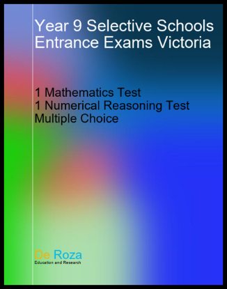 VIC Set of 1 Mathematics Test and 1 Numerical Reasoning Test - Yr 8 for Yr 9 Selective School Entrance