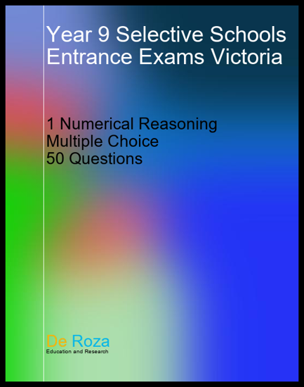 VIC Single Numerical Reasoning Test - Yr 8 for Yr 9 Selective School Entrance